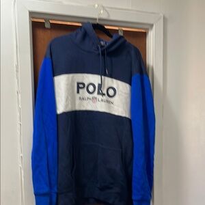 Polo Ralph Lauren Blue and White Hoodie ski bear snowbeach p-wing